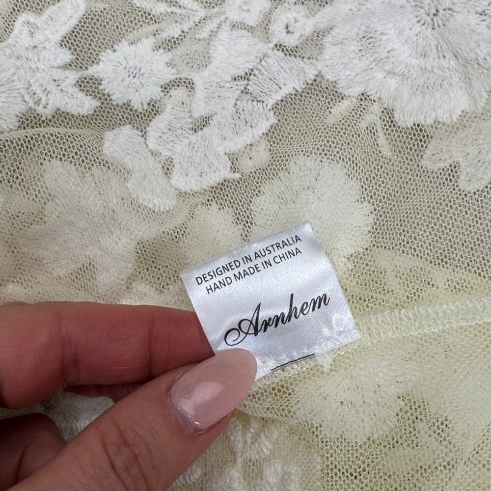 Arnhem Lace Bohemian Maple Maxi Dress Kimono Duster White Festival Size 6 NWT - Picture 14 of 15